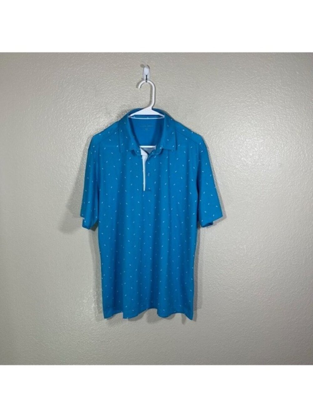 Galvin Green Golf Polo Mens Large Shirt Athletic Stretch Blue Printed